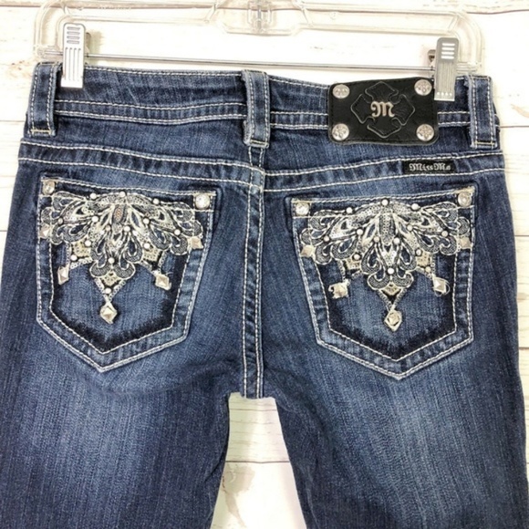 [Miss Me] Embellished Bling Pocket Boot Cut Jeans - Picture 3 of 8